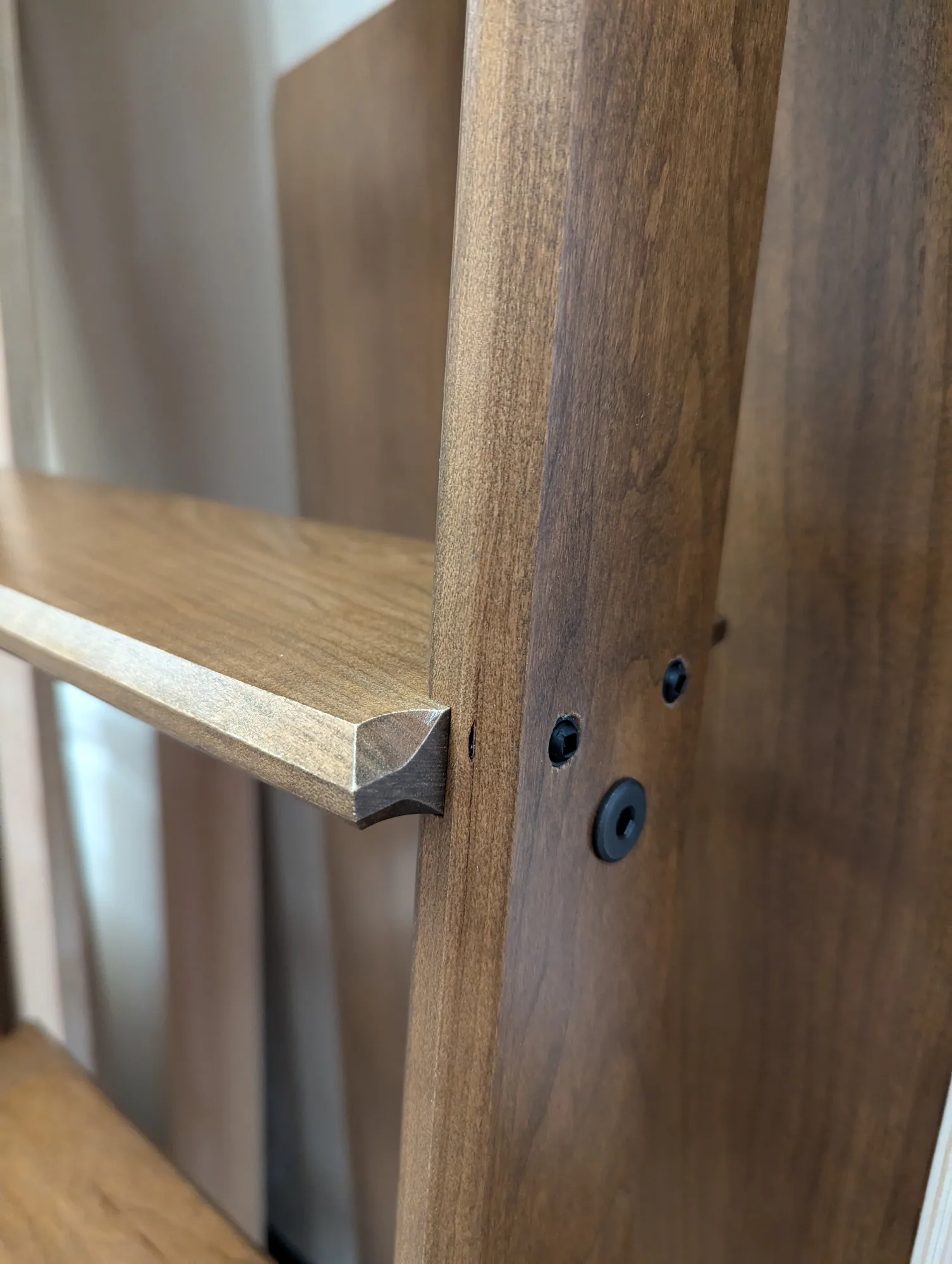 Detail of a professionally finished cabinet surface